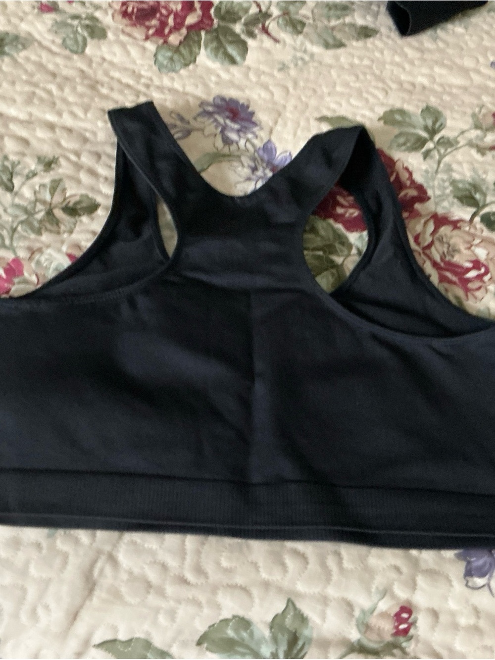 Danskin Black Ribbed Front Racerback Sports Bra - Picture 3 of 5